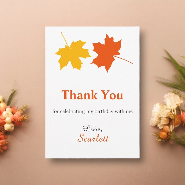 Tarjeta De Agradecimiento Elegante otoño deja flores otoñales 60 cumpleaños (Subido por el creador)
