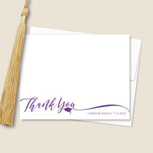 Tarjeta De Agradecimiento Elegante Papelería de Graduación con Letra Script