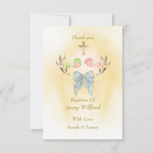 Tarjeta de agradecimiento elegante para bautizo co