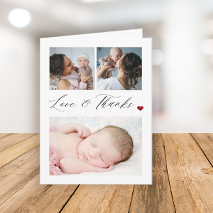 Tarjeta de agradecimiento elegante para bebé con 3