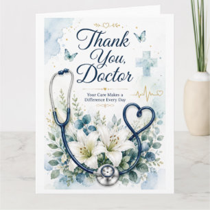 Tarjeta de agradecimiento elegante para el médico