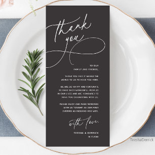 Tarjeta de agradecimiento elegante para recepción