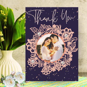 Tarjeta De Agradecimiento Elegante pareja floral de aniversario de bodas