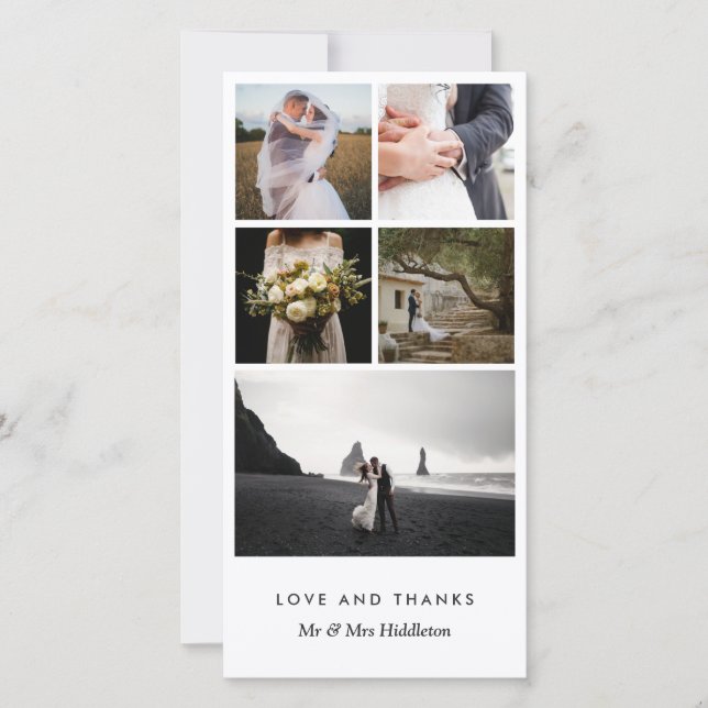 Tarjeta De Agradecimiento Elegante Pareja Simple Casada Moderna Gracias (Anverso)