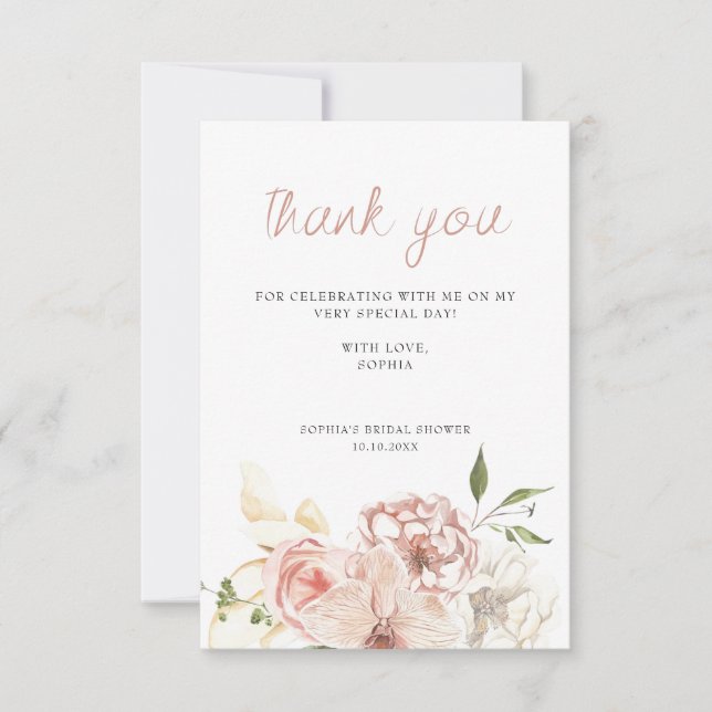 Tarjeta De Agradecimiento Elegante Pastel Watercolor Floral (Anverso)