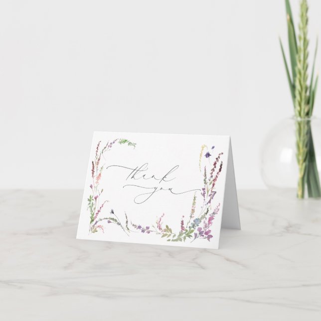 Tarjeta De Agradecimiento Elegante Pastel Wildflower Baby Shower Gracias (Anverso)