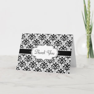 Tarjeta De Agradecimiento Elegante patrón de Damasco estilo Art Deco Floral
