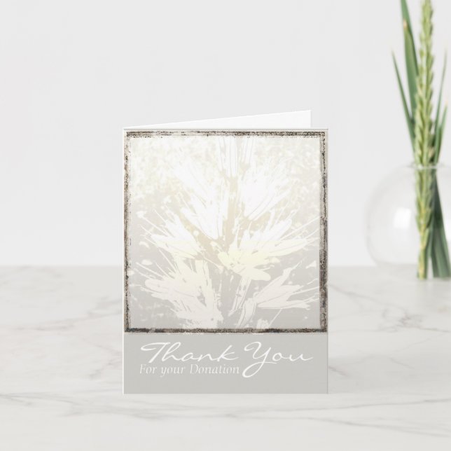 Tarjeta De Agradecimiento Elegante patrón floral Gracias por su donación (Anverso)