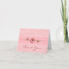 Tarjeta De Agradecimiento Elegante Peach Pink Floral Gracias Notecard