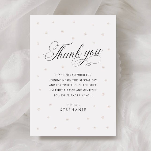 Tarjeta De Agradecimiento Elegante Pearls Bridal Shower (Subido por el creador)