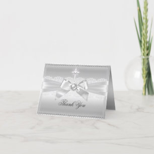 Tarjeta de agradecimiento Elegante Perla en Lazo y