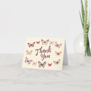 Tarjeta De Agradecimiento Elegante PERSONALIZADO Butterflies Bridal Shower