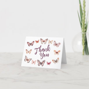 Tarjeta De Agradecimiento Elegante PERSONALIZADO Butterflies Bridal Shower