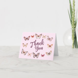 Tarjeta De Agradecimiento Elegante PERSONALIZADO Butterflies Bridal Shower