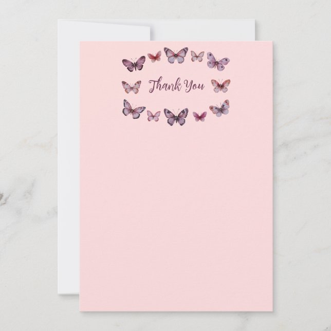 Tarjeta De Agradecimiento Elegante PERSONALIZADO Butterflies Bridal Shower (Anverso)