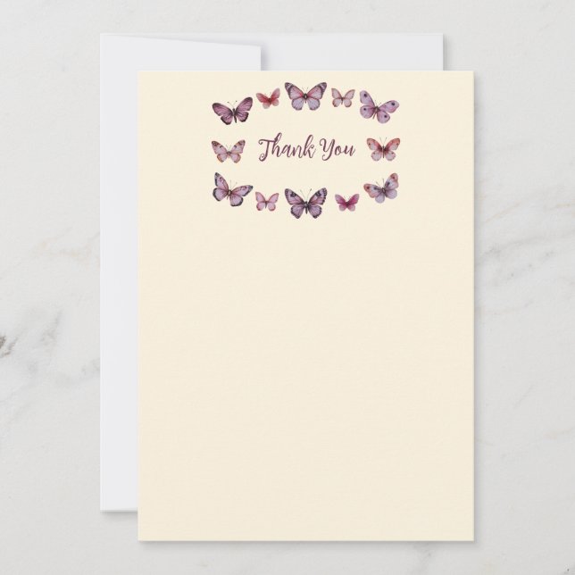 Tarjeta De Agradecimiento Elegante PERSONALIZADO Butterflies Bridal Shower (Anverso)
