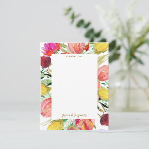 Tarjeta De Agradecimiento Elegante Personalizado de Boda floral de acuarela