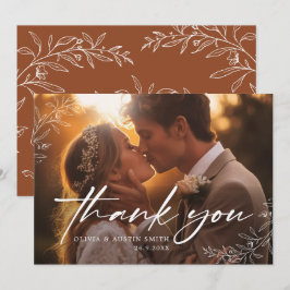 Tarjeta De Agradecimiento Elegante Personalizado de caligrafía Boda fotográf