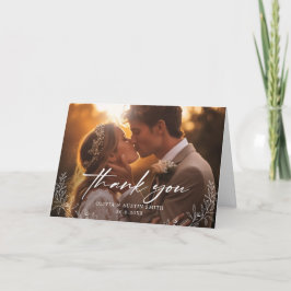 Tarjeta De Agradecimiento Elegante Personalizado de caligrafía Boda fotográf
