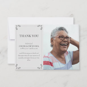 Tarjeta De Agradecimiento Elegante Personalizado Fotografía Simpatía Funeral
