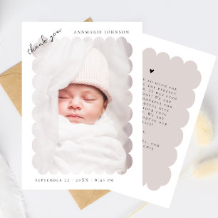 Tarjeta De Agradecimiento Elegante Personalizado fotográfico en vieira Baby 