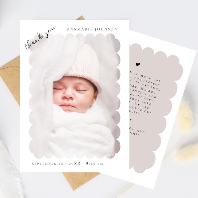 Tarjeta De Agradecimiento Elegante Personalizado fotográfico en vieira Baby  (Subido por el creador)