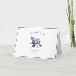 Tarjeta De Agradecimiento Elegante Personalizado Lilac Boda de Flores Gracia