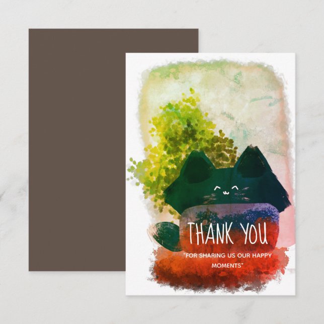 Tarjeta De Agradecimiento Elegante Personalizado lindo oculto gato fluffy (Anverso / Reverso)