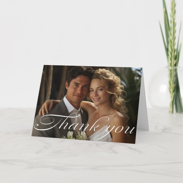 Tarjeta De Agradecimiento Elegante Personalizado Monstera Leaf Boda (Anverso)