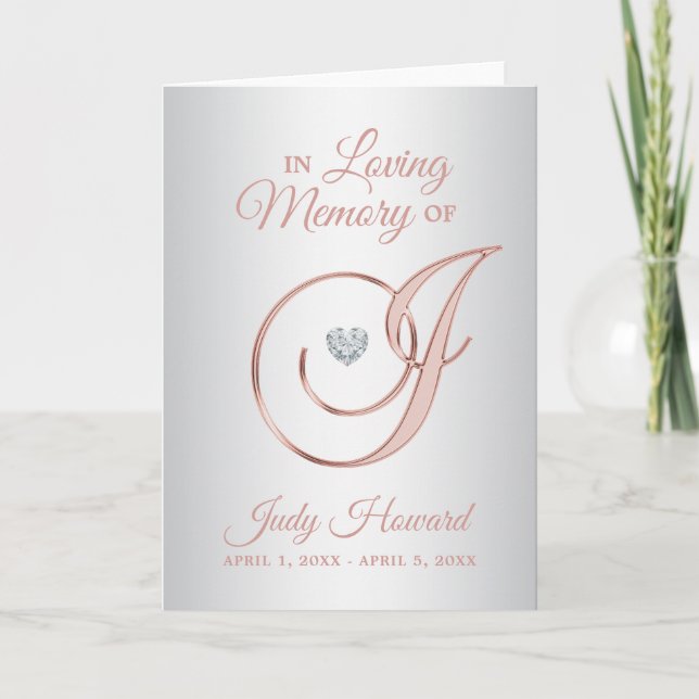 Tarjeta De Agradecimiento Elegante Personalizado Rosa Gris Plateado Funeral  (Anverso)