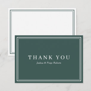 Tarjeta De Agradecimiento Elegante Personalizado verde esmeralda minimalista