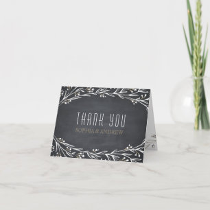 Tarjeta De Agradecimiento Elegante pizarra floral rústica boda agradecimient