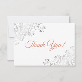 Tarjeta De Agradecimiento Elegante plata con encaje y terracota sobre boda b