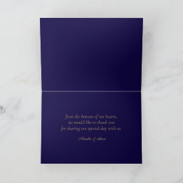 Tarjeta de agradecimiento elegante plegada Navy