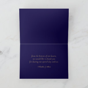 Tarjeta de agradecimiento elegante plegada Navy