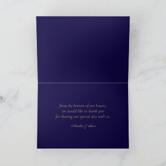 Tarjeta de agradecimiento elegante plegada Navy