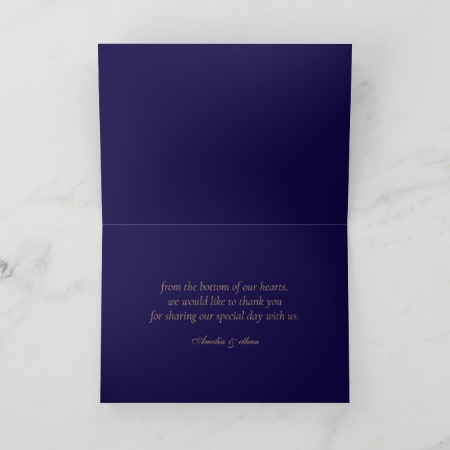 Tarjeta de agradecimiento elegante plegada Navy (Interior)