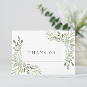 Tarjeta De Agradecimiento Elegante poema fúnebre de acuarela verde