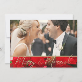 Tarjeta De Agradecimiento Elegante Poinsettia Merry y Boda de fotografía cas
