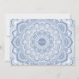 Tarjeta De Agradecimiento Elegante polvoriento azul encaje mandala clásico
