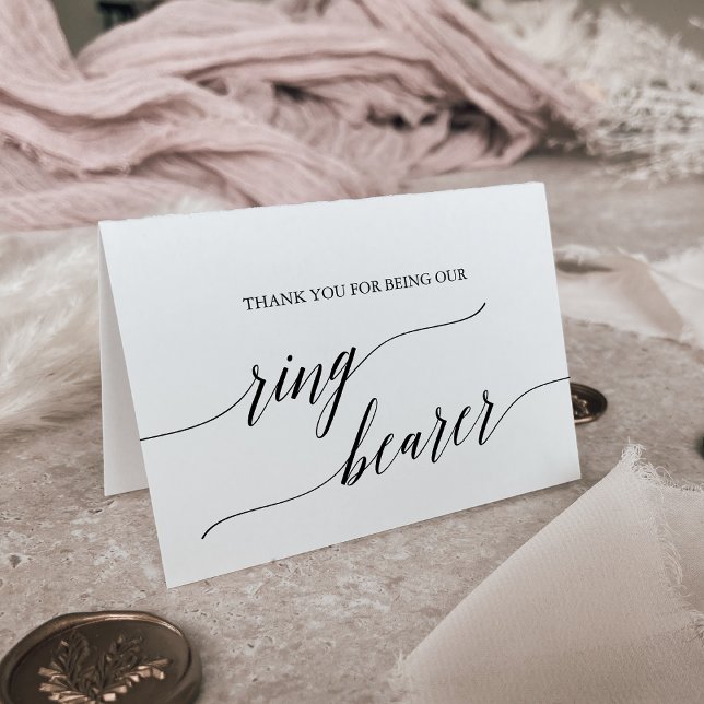 Tarjeta De Agradecimiento Elegante portador de anillo de caligrafía negra (Subido por el creador)