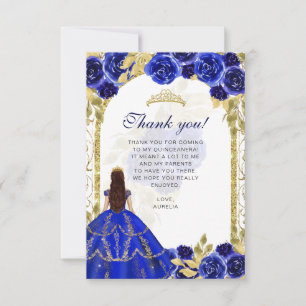 Tarjeta De Agradecimiento Elegante presupuesto Floral Azul Real Foto Quincea