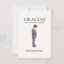 Elegante Primera Comunión Niño Rezando
