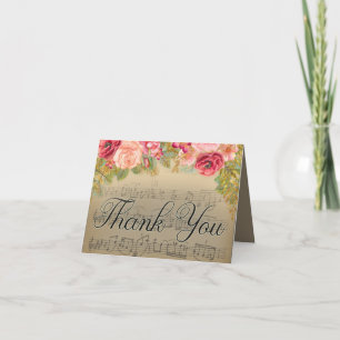 Tarjeta De Agradecimiento Elegante profesor de Piano de Roses Rojas Rosa