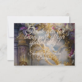 Tarjeta De Agradecimiento Elegante Puerta Dorada Celestial, Texto Dorado