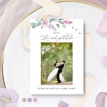 Tarjeta De Agradecimiento Elegante púrpura, Mauve Pastel Boda Floral<br><div class="desc">Envíe sus gracias con esta hermosa tarjeta de agradecimiento de "With Love and Gratitude". Diseño con delicadas acuarelas Púrpura, malva y detalles florales de lila, y hermosos elementos modernos de caligrafía escrita a mano. Plantilla con dos marcadores de posición de fotos, reemplace la plantilla con su imagen y Zazzle añadirá...</div>
