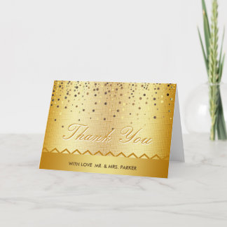 Tarjeta De Agradecimiento Elegante Purpurina de oro Confetti Metalizado Grac