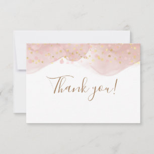 Tarjeta De Agradecimiento Elegante purpurina dorado rosa rubor chispas graci