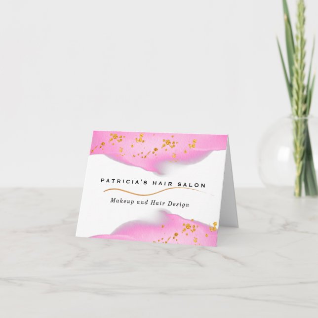 Tarjeta De Agradecimiento Elegante Purpurina Rubor Rosa Y Oro (Anverso)