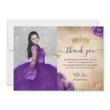 Elegante Quinceañera Cumpleaños Foto Púrpura y Dor